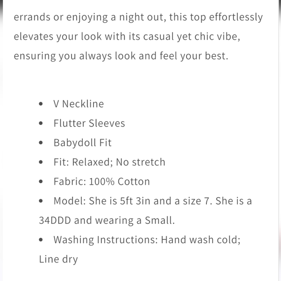 Entra white flutter sleeve top size small - Picture 10 of 10